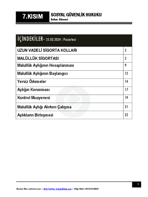 Sosyal Güvenlik Hukuku 23 24 Bahar 7 Not Evim Marmara Üniversitesi